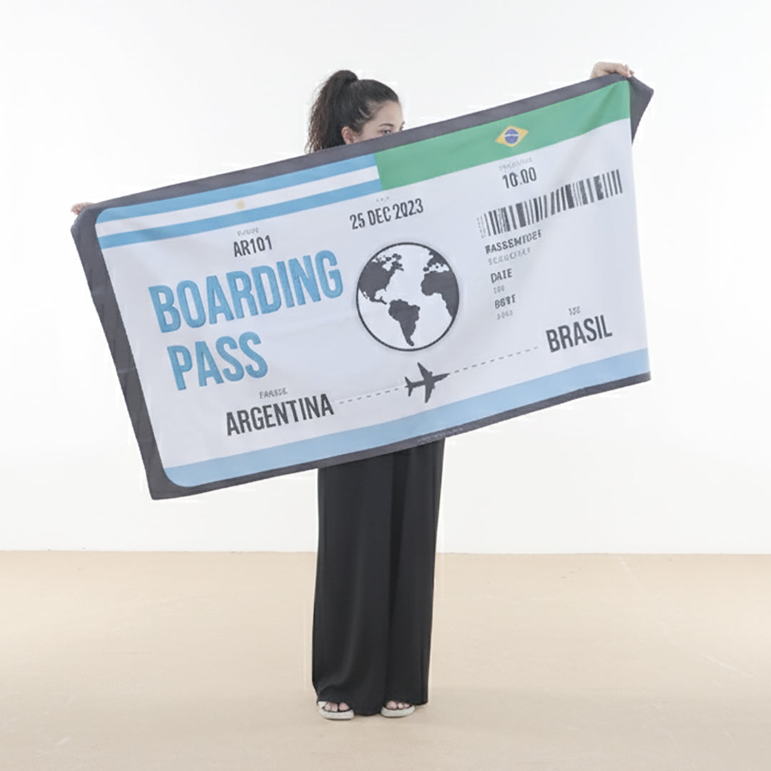 Boarding Pass 2 Banderas Toalla Deportiva