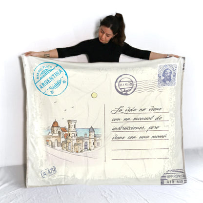 Buenos Aires Manta con Mensaje Personalizado Estilo Postal