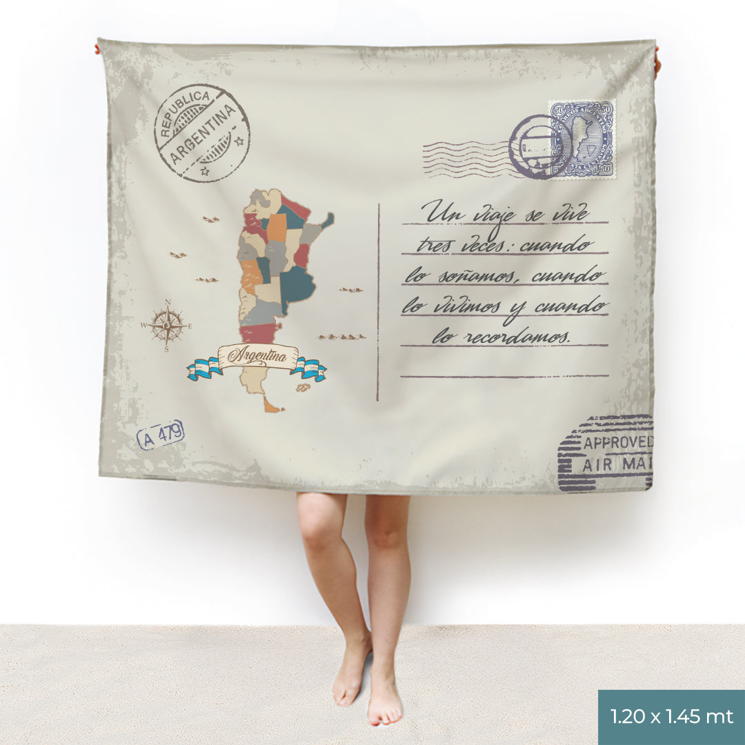 Mapa Argentina Lona con Mensaje Personalizado Estilo Postal