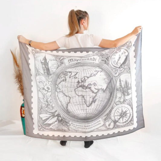 Lona de Tela Estampilla Mapamundi