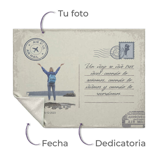 Tarjeta Postal Con Foto y Mensaje Manta Personalizada Internacional.