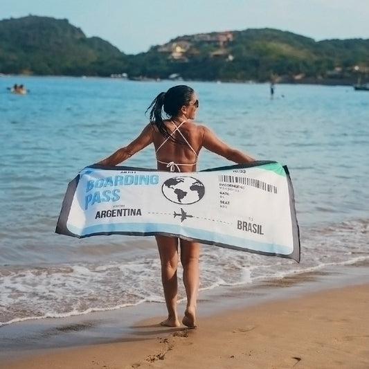 Boarding Pass 2 Banderas Toalla Deportiva
