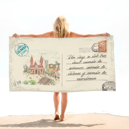 Colombia Toalla con Mensaje Personalizado Estilo Postal