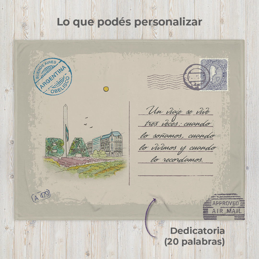 CABA Argentina Manta con Mensaje Personalizado Estilo Postal