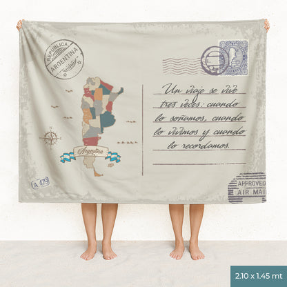 Mapa Argentina Lona con Mensaje Personalizado Estilo Postal