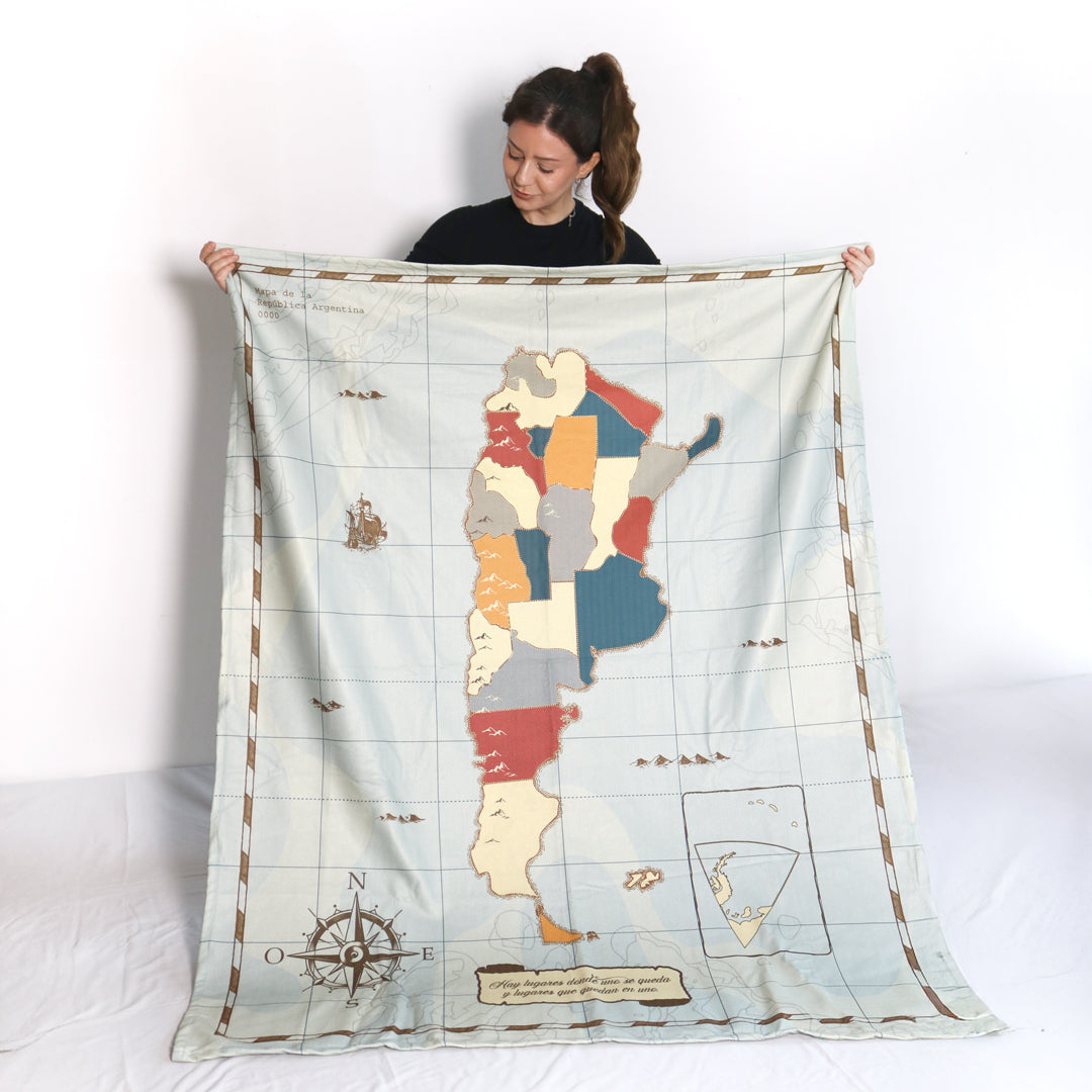 Manta Personalizada Mapa Argentina Azul