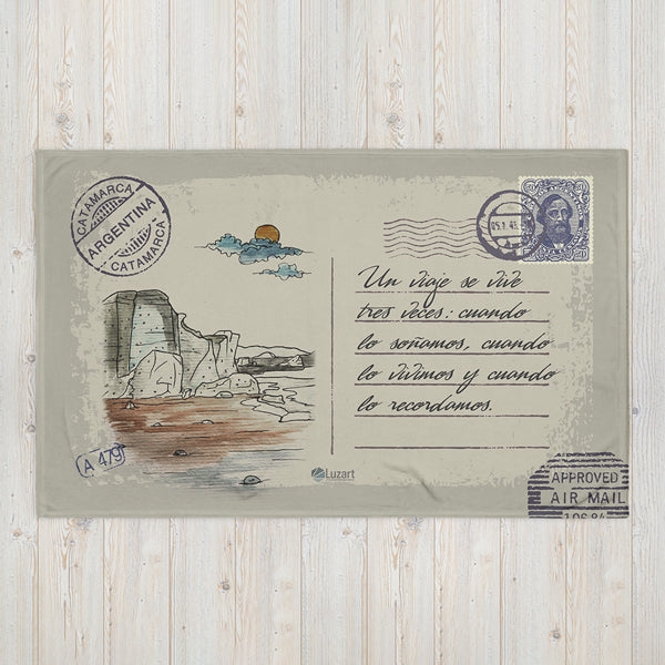 Catamarca Arg. Manta con Mensaje Personalizado Estilo Postal