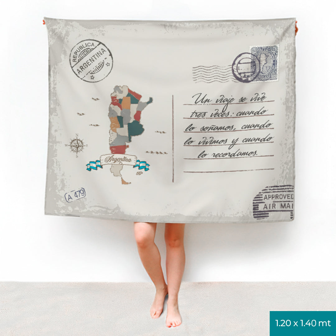 Mapa Argentina Lona con Mensaje Personalizado Estilo Postal