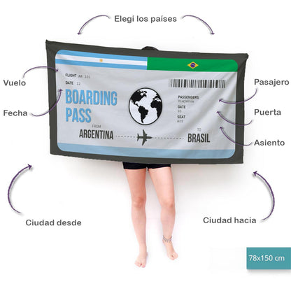 Boarding Pass 2 Banderas Toalla Deportiva