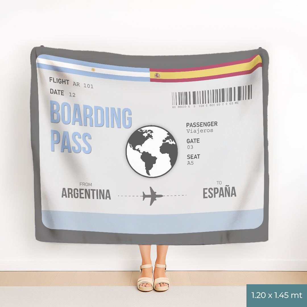 Boarding Pass 2 Banderas Manta Personalizada