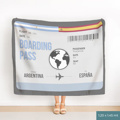 Boarding Pass 2 Banderas Manta Personalizada