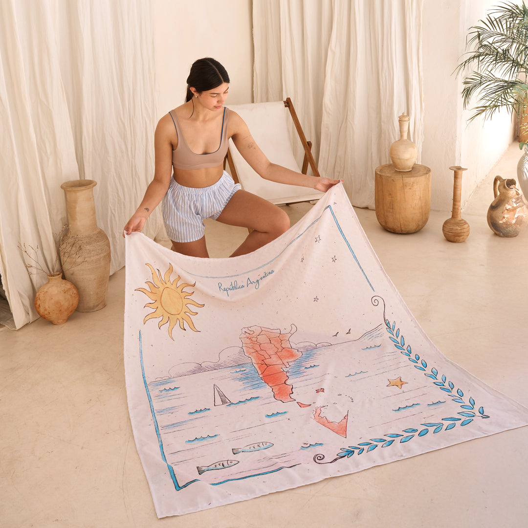 Costa Argentina Mapa Lona Playera