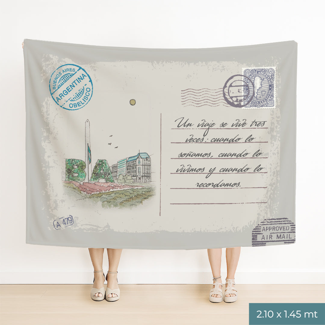 CABA Argentina Manta con Mensaje Personalizado Estilo Postal
