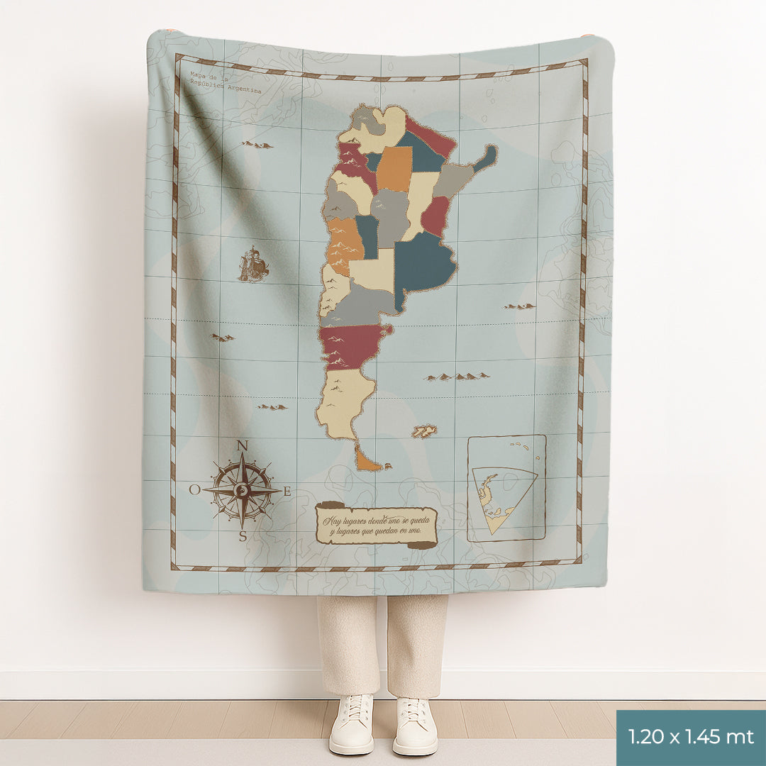 Manta Personalizada Mapa Argentina Azul