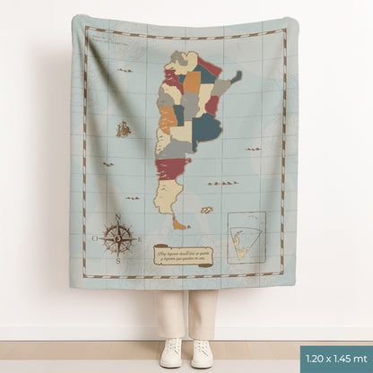 Manta Personalizada Mapa Argentina Azul