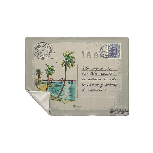 Corrientes Arg. Manta con Mensaje Personalizado Estilo Postal