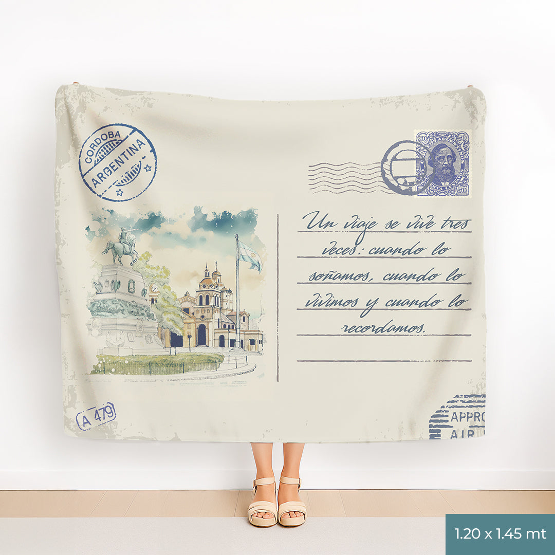 Córdoba Argentina Manta Personalizada Estilo Postal