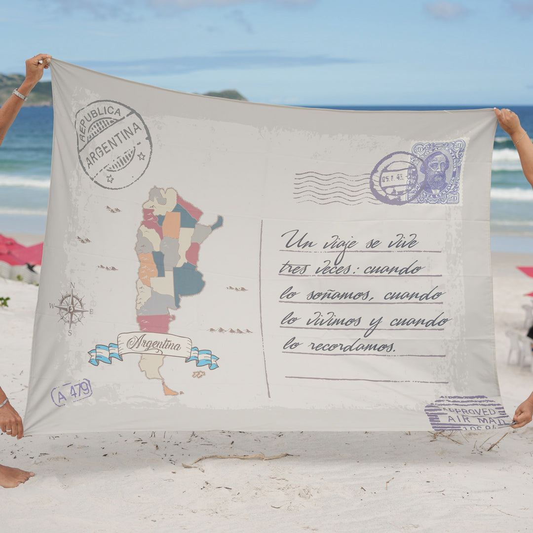 Mapa Argentina Lona con Mensaje Personalizado Estilo Postal