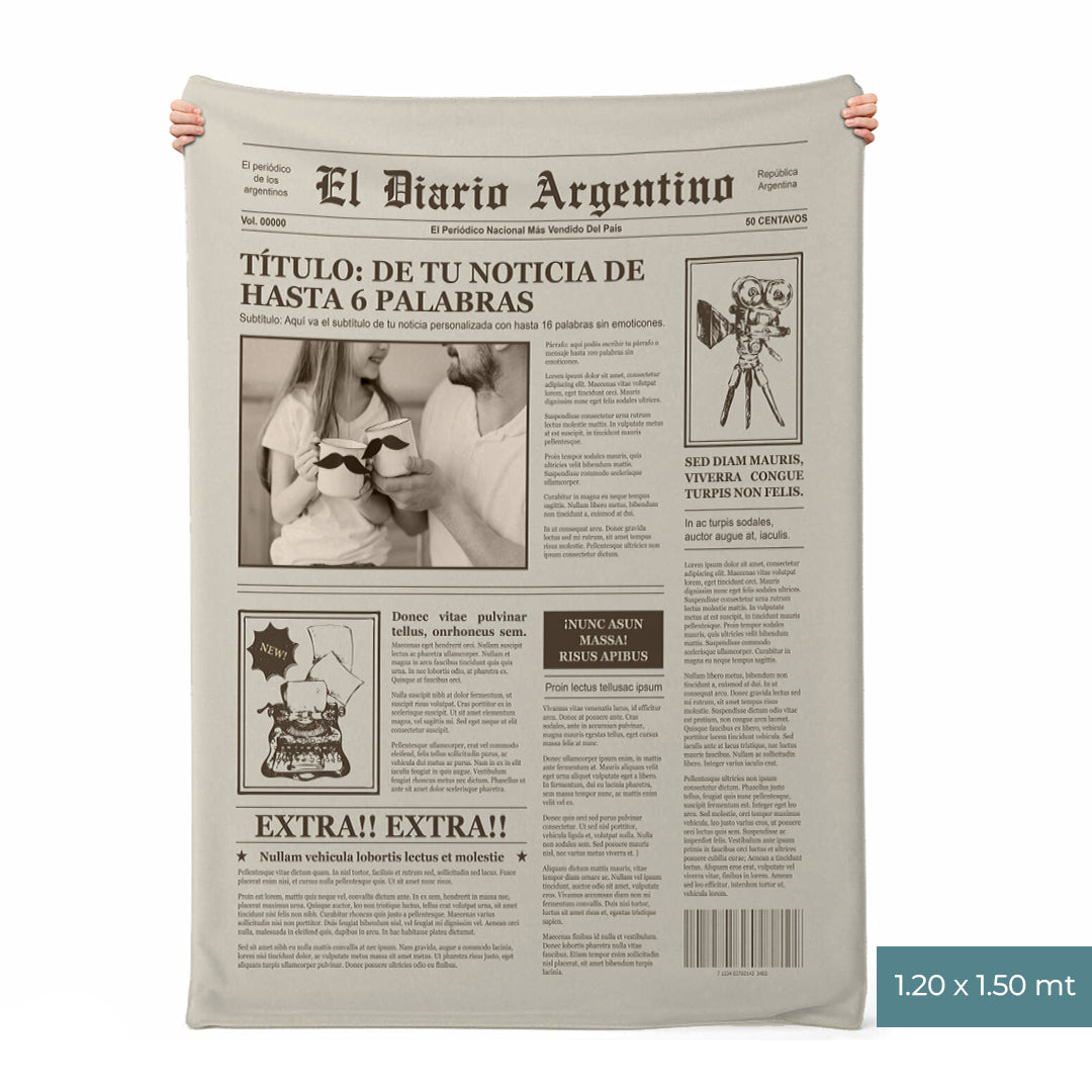Manta Periódico con Foto y Mensaje