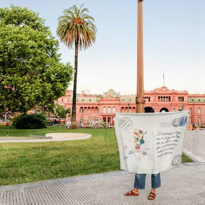 Mapa Argentina Manta con Mensaje Personalizado Estilo Postal