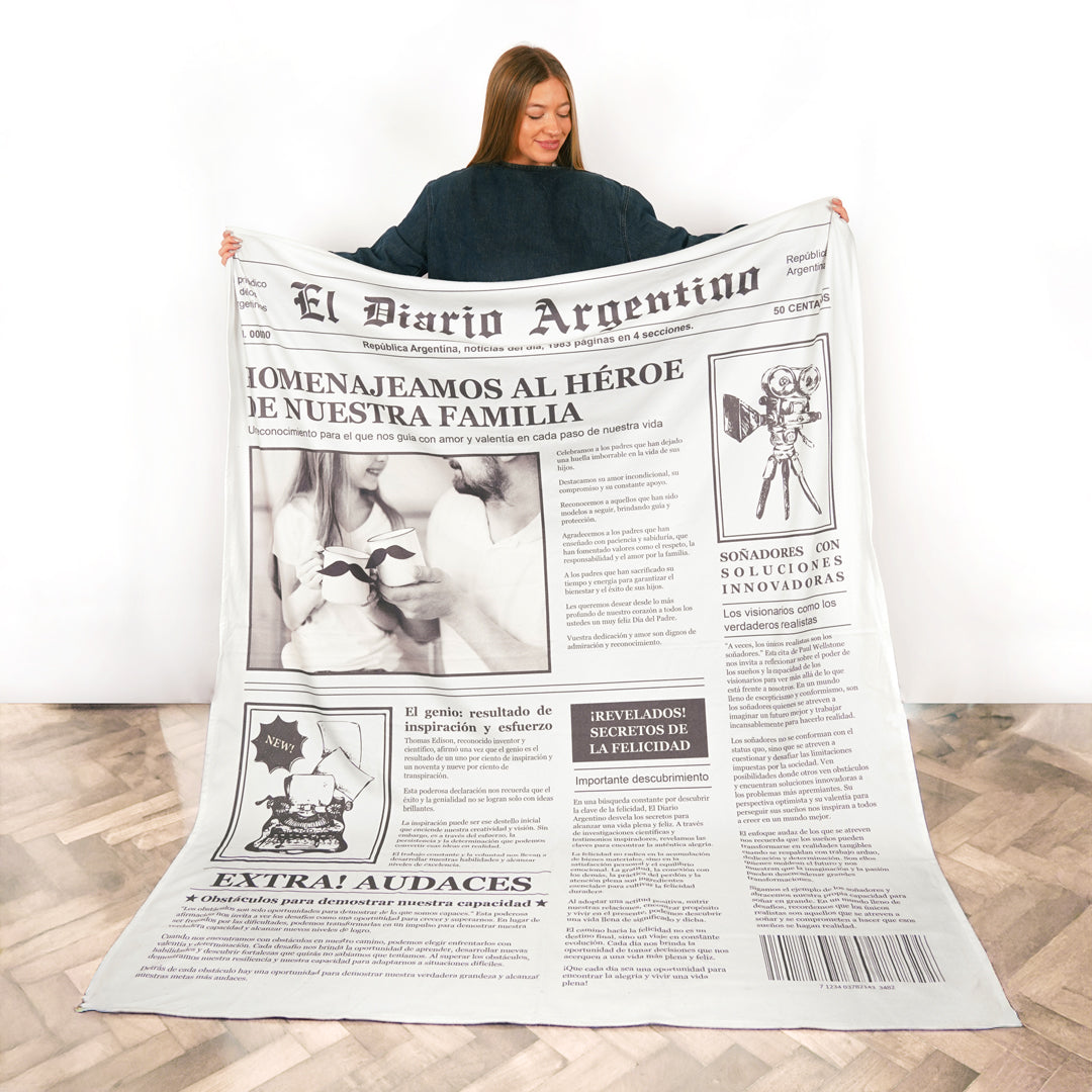 Manta Periódico con Foto y Mensaje