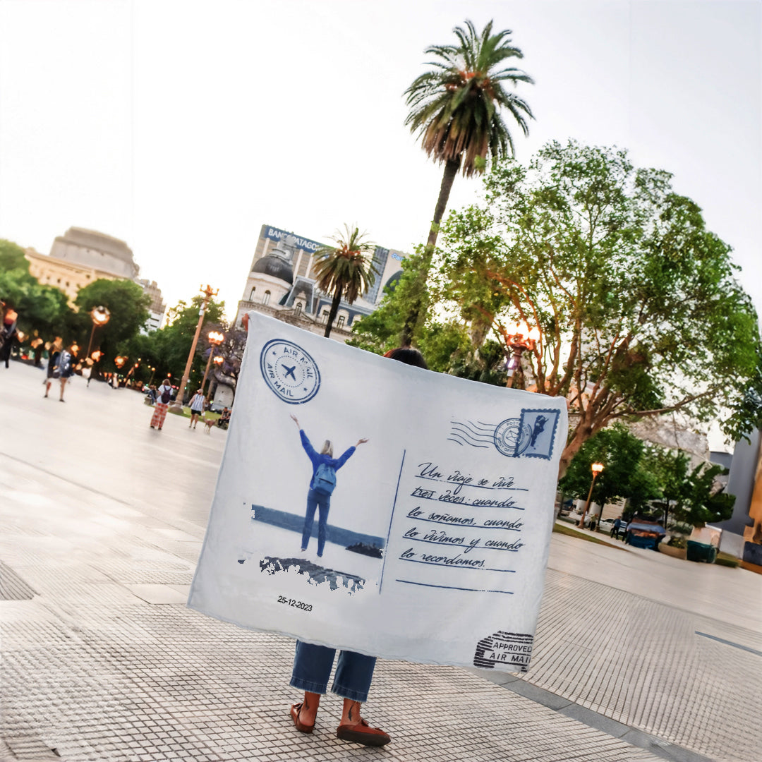 Tarjeta Postal Con Foto y Mensaje Manta Personalizada Internacional