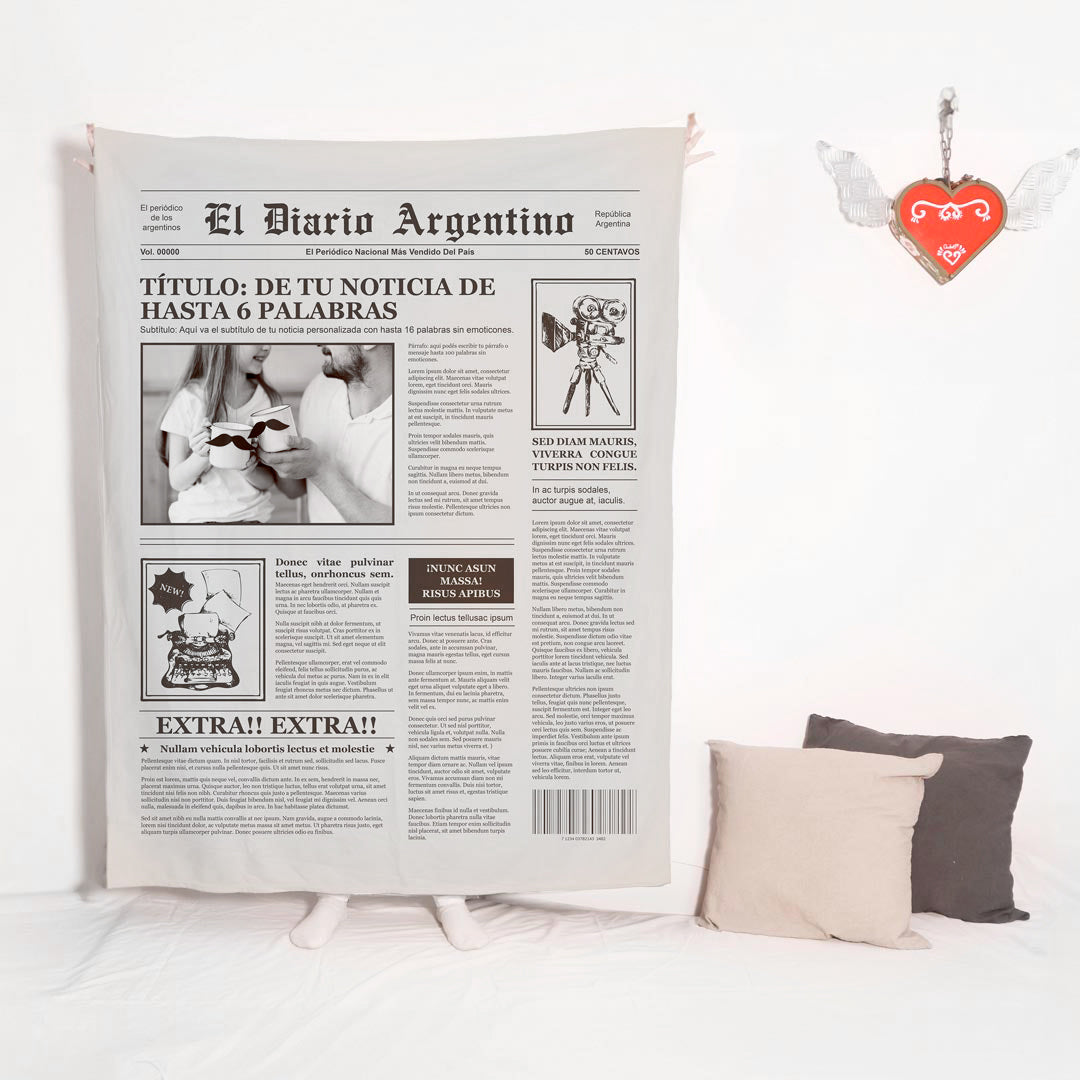 Manta Periódico con Foto y Mensaje