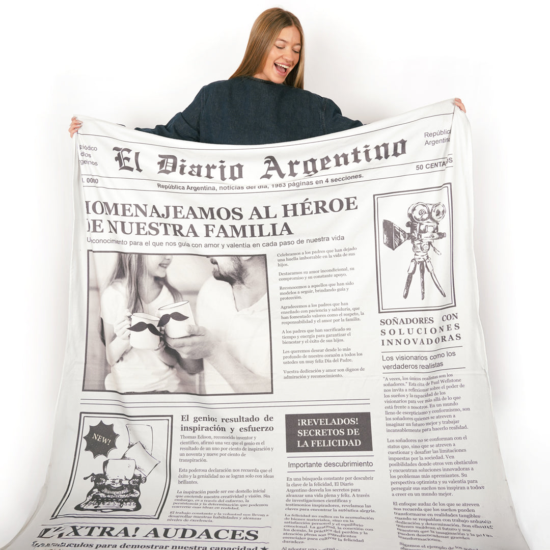 Manta Periódico con Foto y Mensaje