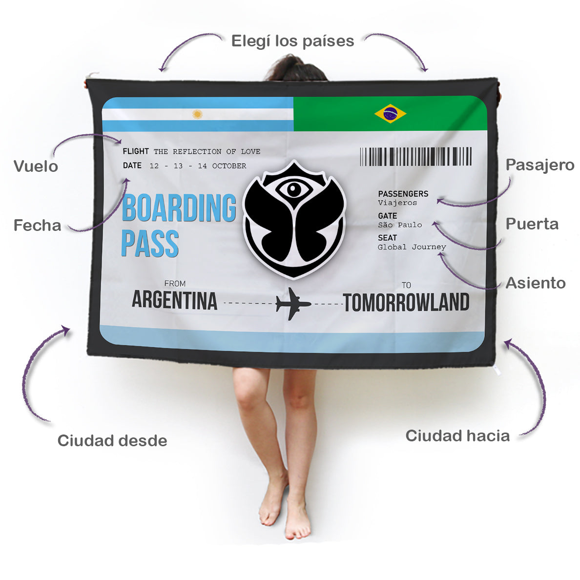 Boarding Pass 2 Banderas Lona Personalizada